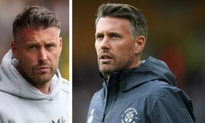 Football manager Rob Edwards celebrating victory